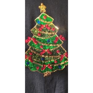 Lisa Woman Sweater M Ugly Christmas, Christmas fun, Black Sequins Tree